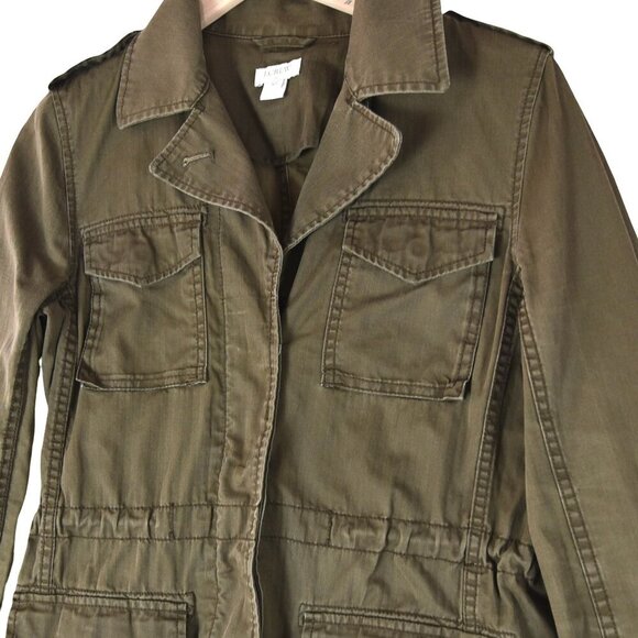 J.Crew Utility Field Jacket Size XS 100% Cotton Olive Green Military Safari - Picture 4 of 8